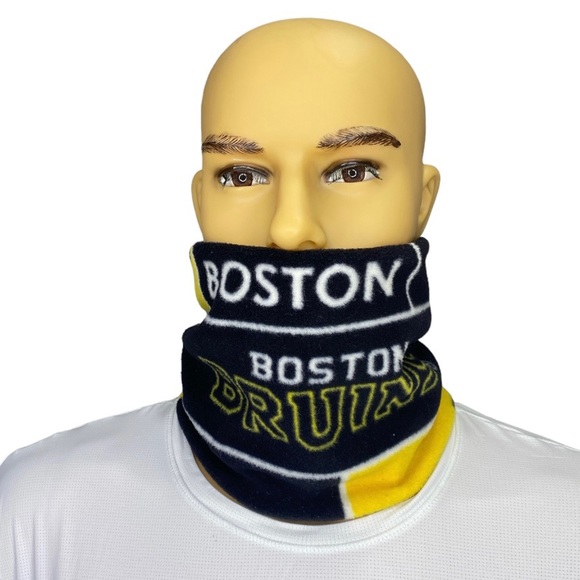 NHL Boston Bruins Unisex Yellow Black Gator Neck Scarf Fleece Hockey Sports - Picture 1 of 4